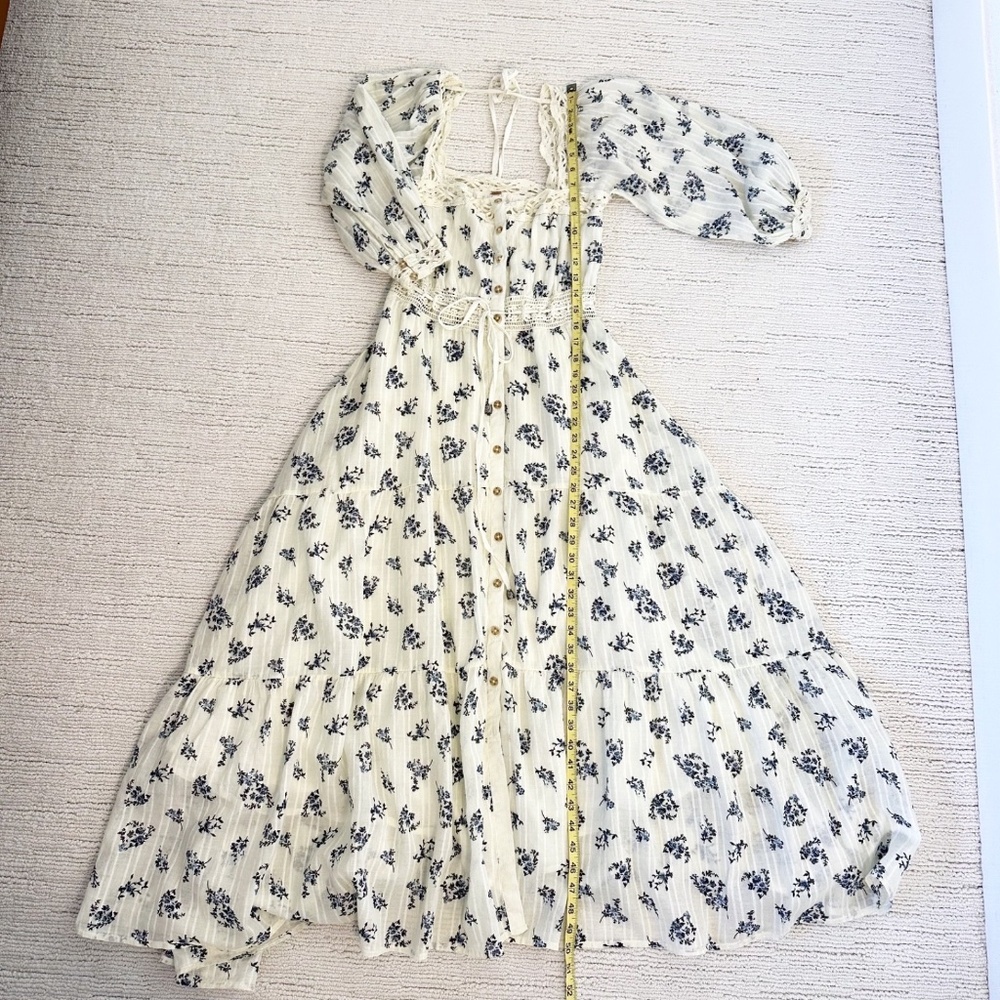 FREE PEOPLE Morning Meadows XS Pale Yellow Maxi Dress Fairycore Coquette Cottage - Picture 8 of 16